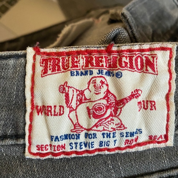 True Religion Brand Jeans, Sz 27, faded grey with black stitching - Picture 5 of 7